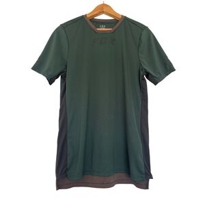 Fox Racing Defend MTB Jersey Mens Medium Green Brown Mountain Bike Shirt Mesh